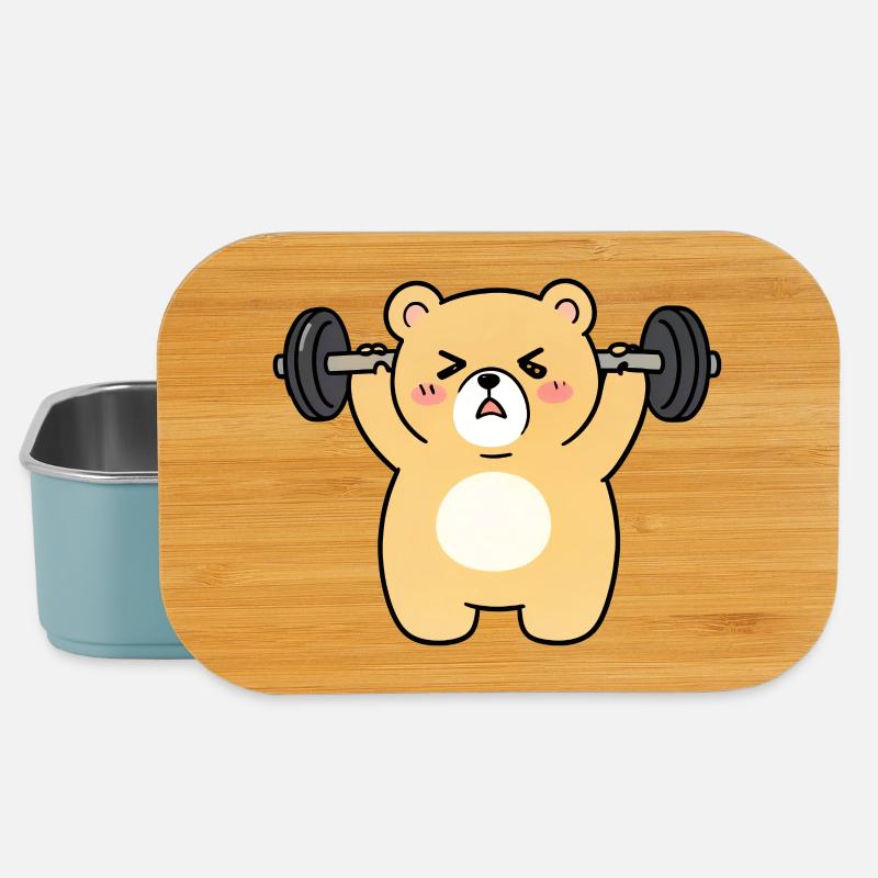 Kawaii Bär hebt Gewichte - Lunch Box - Hellblau