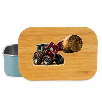 Tractor 4700 m with straw bales - Lunch Box - light blue - Front