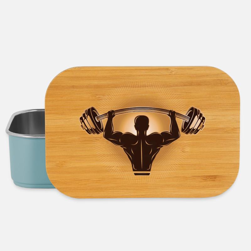 Hantel in der Hand - Bodybuilder mit Gewicht - Lunch Box - Hellblau