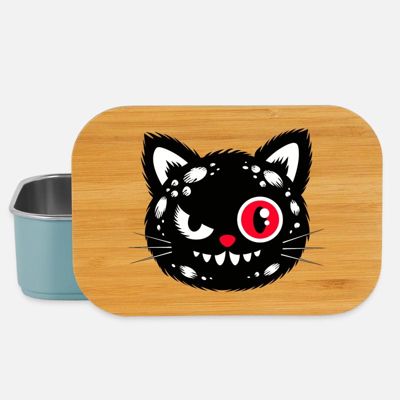 Schwarze Katze mit rotem Auge - Lunch Box - Hellblau