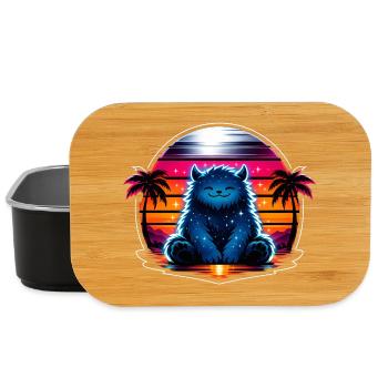 Cuddly kitten in the neon cosmos - Lunch Box - black - Front