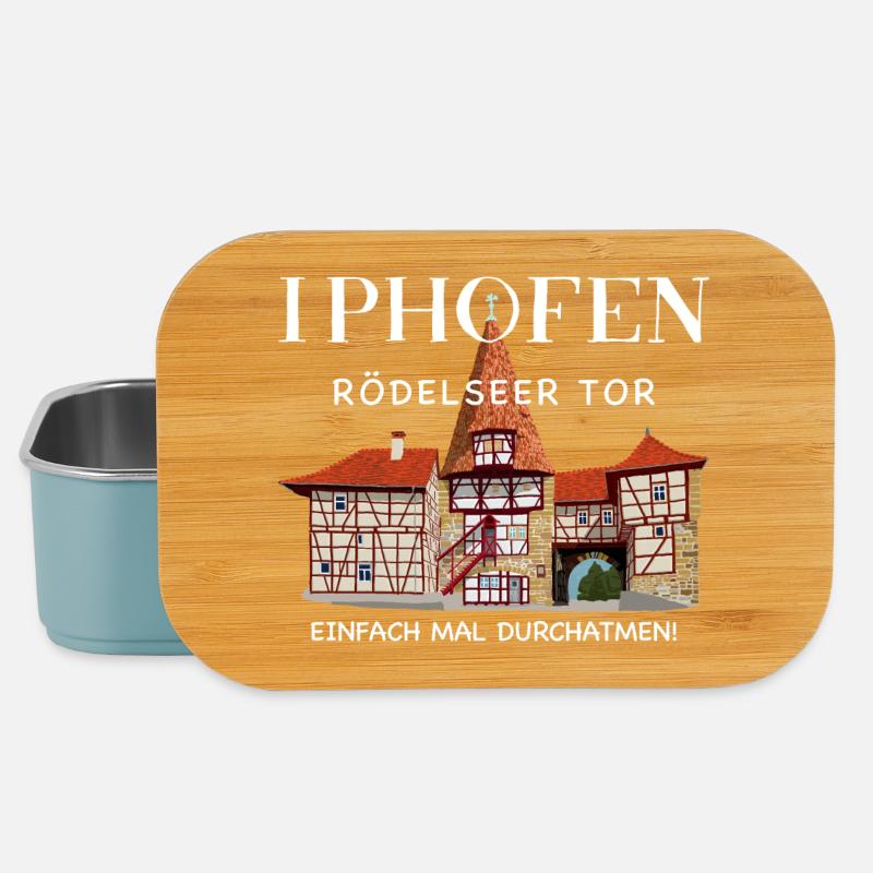 Iphofen Kitzingen, Bayern Zeichnung altes Stadttor - Lunch Box - Hellblau