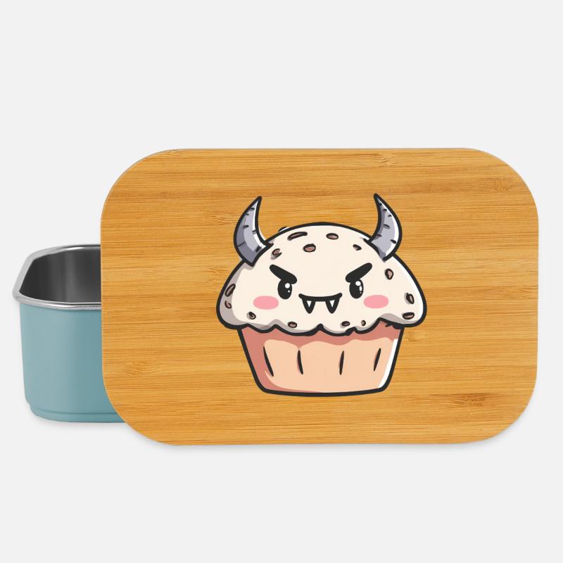 Illustration de cupcake monstre mignon - Boîte à goûter - bleu pâle