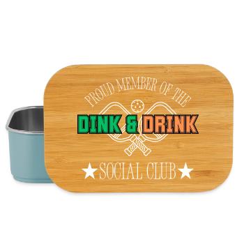 Funny Pickleball Gift: Dink and Drink Social Club - Lunch Box - light blue - Front