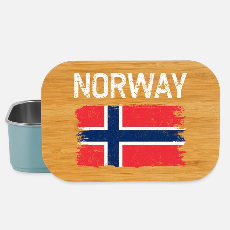 Pinseltextur der Norwegischen Flagge - Lunch Box - Hellblau