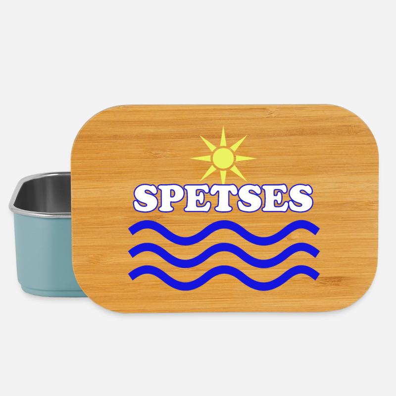 Spetses Island Sun and Wave Emblem - Lunch Box - light blue