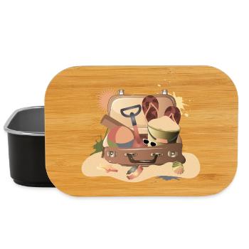 Vintage suitcase for the beach holiday – summery - Lunch Box - black - Front