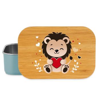 Süßer Löwe mit Herz Kawaii Tiermotiv - Lunch Box - Hellblau - Vorne