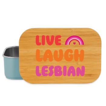 Mois de la fierté LGBTQ - Vivre, Rire, Lesbienne - Boîte à goûter - bleu pâle - Devant