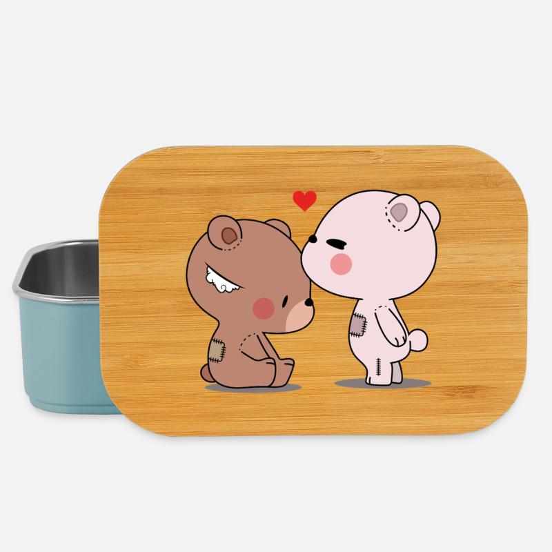 Ours affectueux et amis - Boîte à goûter - bleu pâle