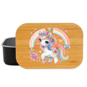 Einhorn Kinder Blumen Mädchen Fabeltier - Lunch Box - Schwarz - Vorne