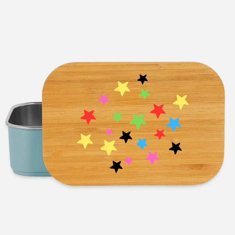 Bunte Sternenexplosion auf Stoff - Lunch Box - Hellblau