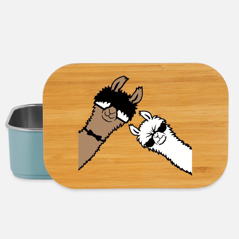 2 Coole Lamas Sonnenbrillen Lustige Nerd Freunde - Lunch Box - Hellblau