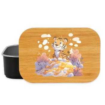 Tigerjunge auf Goldschatz im Herbstwald - Lunch Box - Schwarz - Vorne