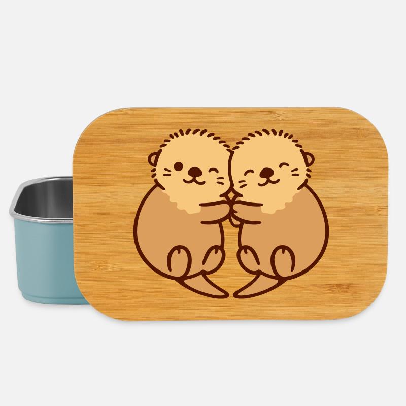 câlin de loutre - Boîte à goûter - bleu pâle