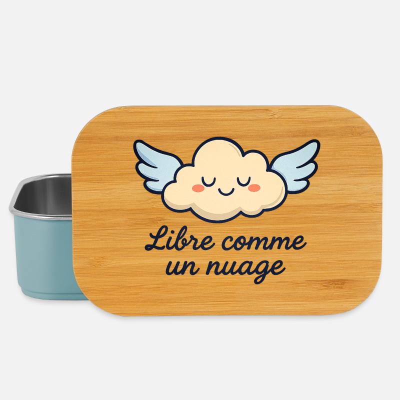 Cloud with Wings and Inspirational Quote - Lunch Box - light blue