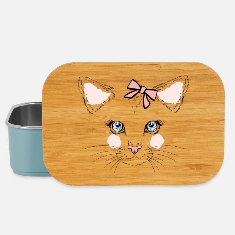 Pastel Panda Bow Face - Lunch Box - light blue