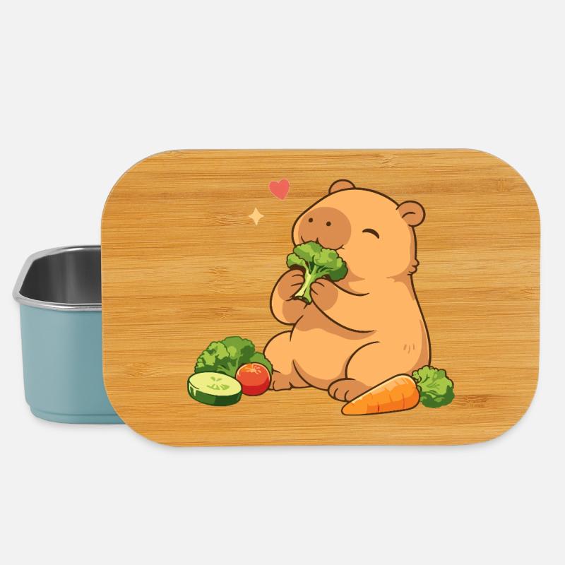 Capybara liebt Gemüse – entspannt & niedlich - Lunch Box - Hellblau