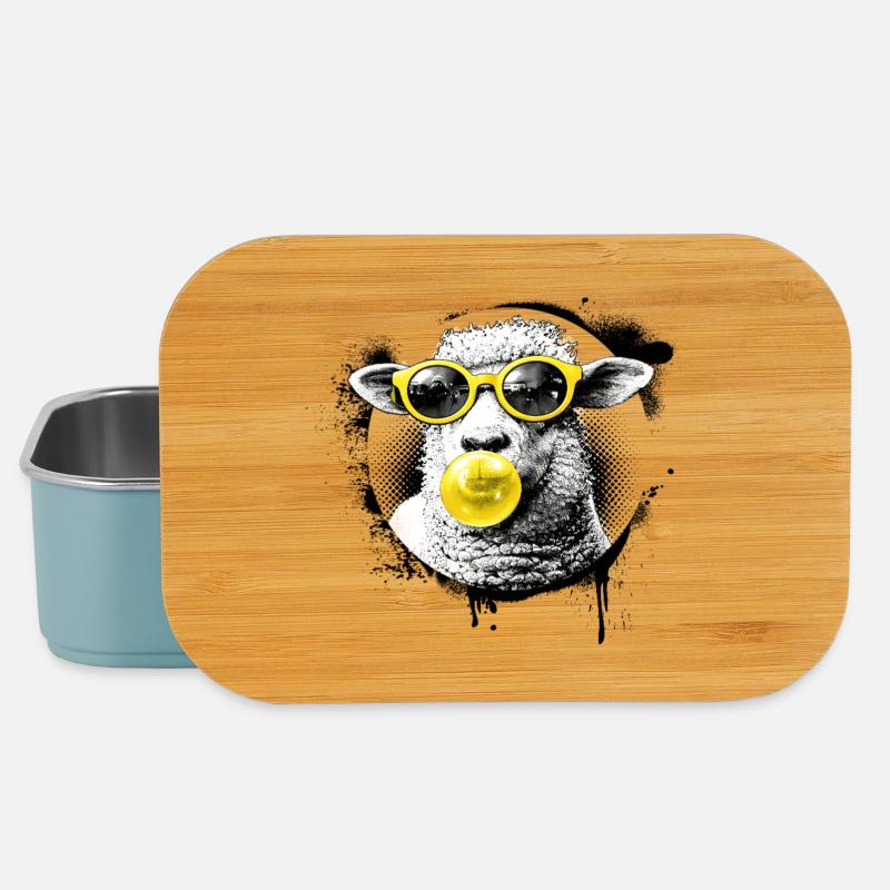 Pop Art Schaf – Halftone mit Neon Sonnenbrille - Lunch Box - Hellblau