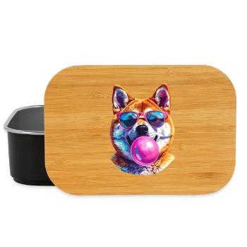 Akita Inu mit Bubblegum-Sonnenbrille - Lunch Box - Schwarz - Vorne