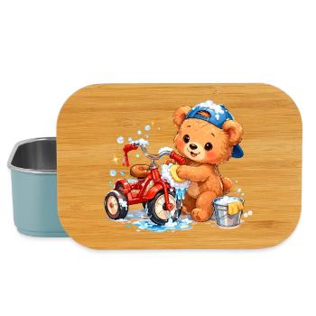 Nettoyage de tissues pour enfants Ours Tricycle Nettoyage de printemps - Boîte à goûter - bleu pâle - Devant
