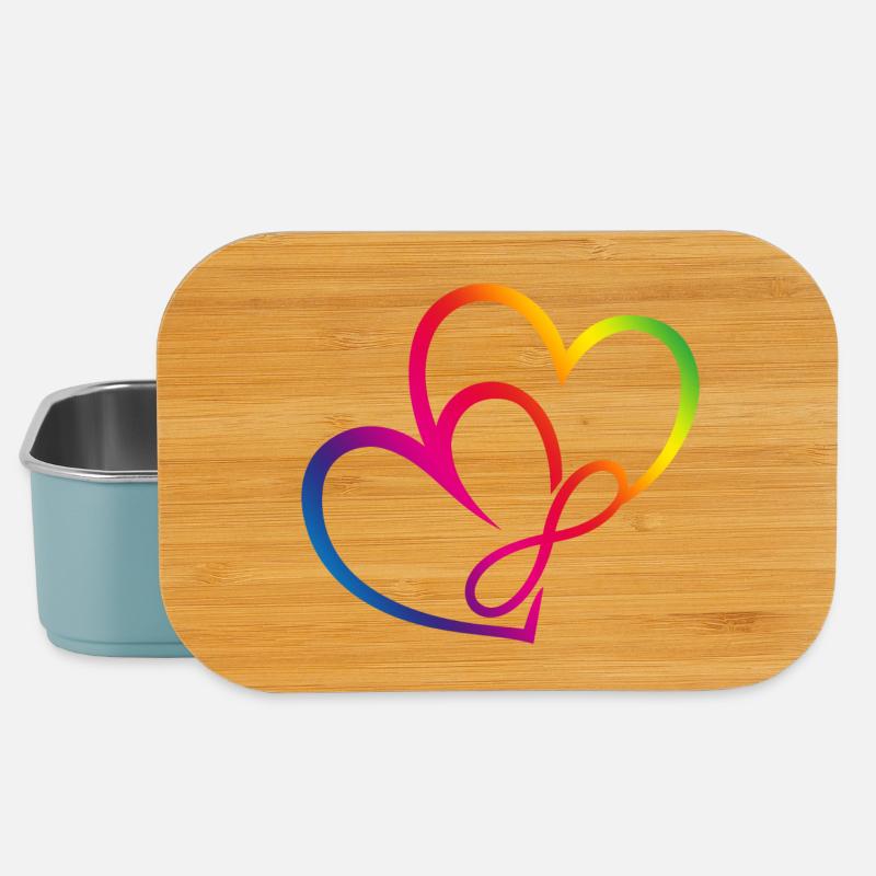 Zwei Herzen Regenbogen Infinity Love CSD LGBT - Lunch Box - Hellblau