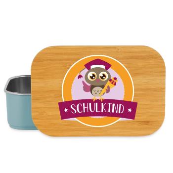 Schulkind Eule mit Zuckertüte - Lunch Box - Hellblau - Vorne