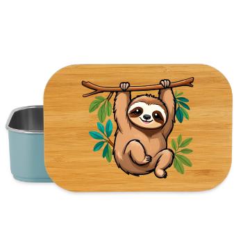 Cute Happy Cartoon Sloth - Lunch Box - light blue - Front