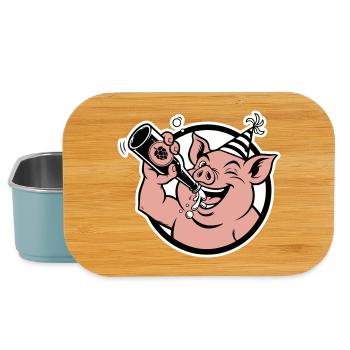 Piggy with Celebration Bottle - Lunch Box - light blue - Front