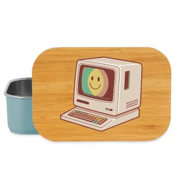 Retro Computer Smile Pastel Green Yellow Red - Lunch Box - light blue - Front