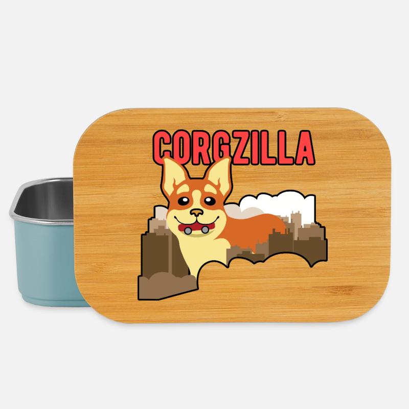 Corgzilla Funny Corgi Dog Monster Design - Lunch Box - light blue