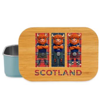 Highland-Kuh in Tartan-Kilts - Lunch Box - Hellblau - Vorne
