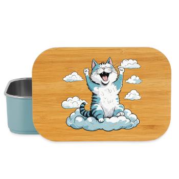 Cat waking up, cat humor! - Lunch Box - light blue - Front