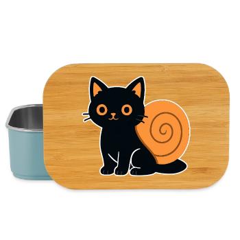 Katzensilhouette in Orange - Lunch Box - Hellblau - Vorne