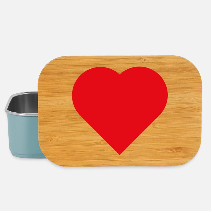 Minimalistisches rotes Herz - Lunch Box - Hellblau