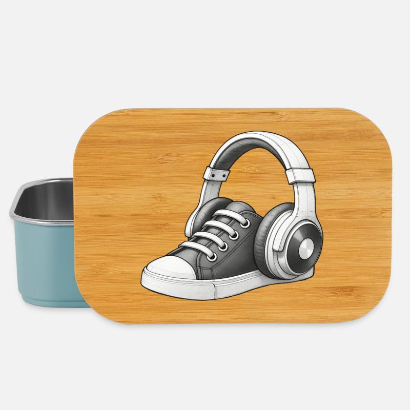 MUSICAL SNEAKERS - black & white - Lunch Box - light blue