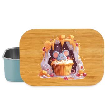 Cute mouse in cupcake cave - Lunch Box - light blue - Front