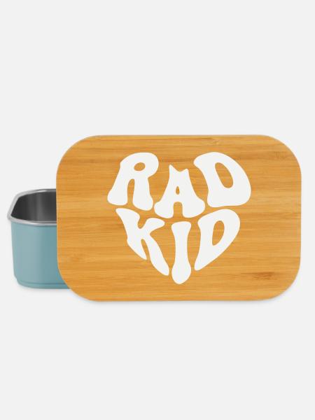 Rad Kid - Retro Heart Quote (Custom Color) - Lunch Box - light blue