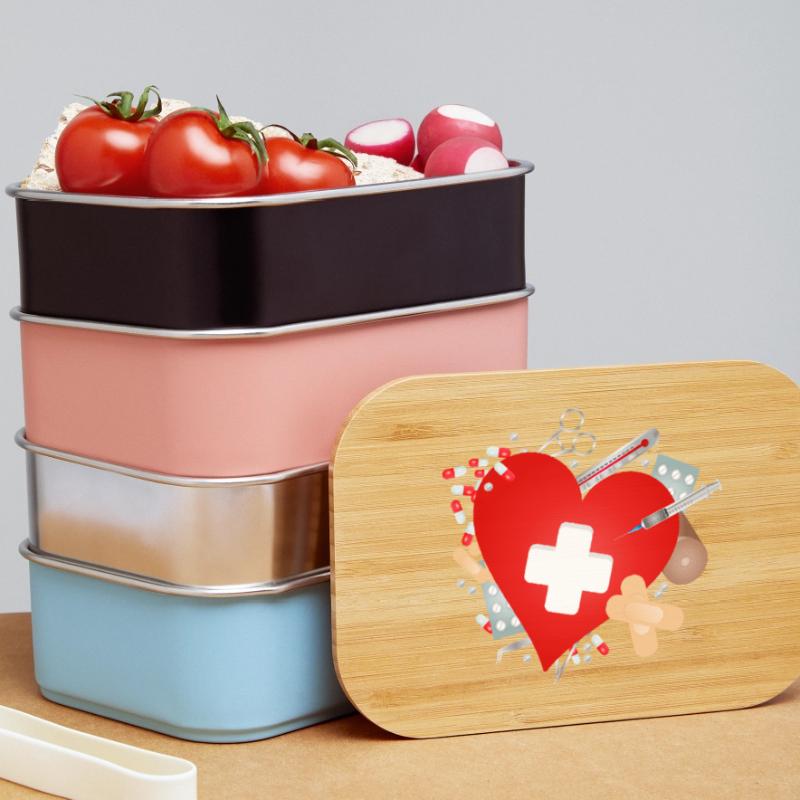 Erste Hilfe Set oder Reiseapotheke mit Herz Lunch Box