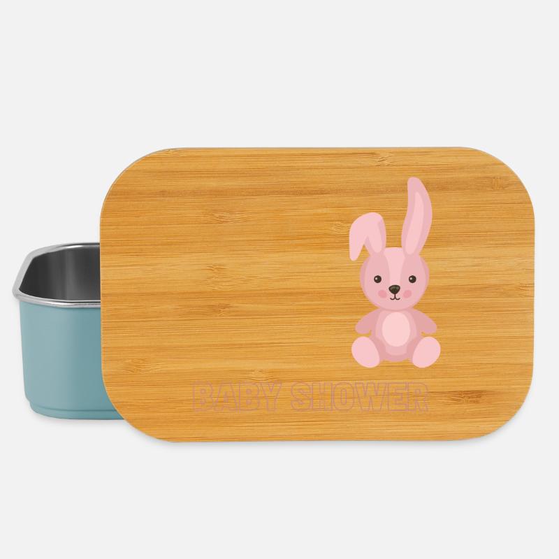 Shower de bébé avec motif de lapin rose - Boîte à goûter - bleu pâle