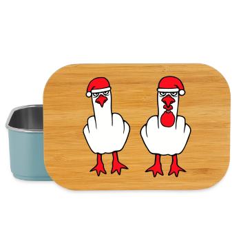 2 Seagulls Middle Finger Insult Christmas Team - Lunch Box - light blue - Front
