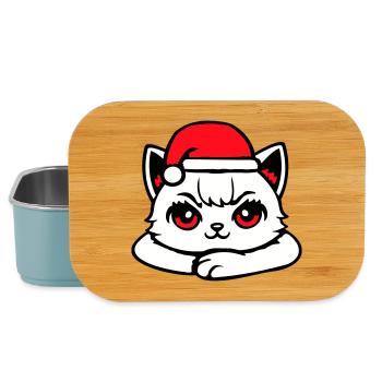Katze Selbstbewusst Weihnachtsmütze Süß Kätzchen - Lunch Box - Hellblau - Vorne