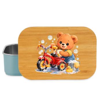 Nettoyage de tissues pour enfants Ours Tricycle Nettoyage de printemps - Boîte à goûter - bleu pâle - Devant
