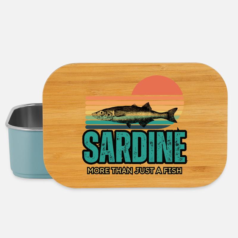 Sardines rétro - Sardines drôles - Boîte à goûter - bleu pâle