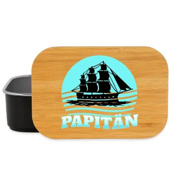 Papa Papitän Capitaine avec motif de navire - Boîte à goûter - noir - Devant
