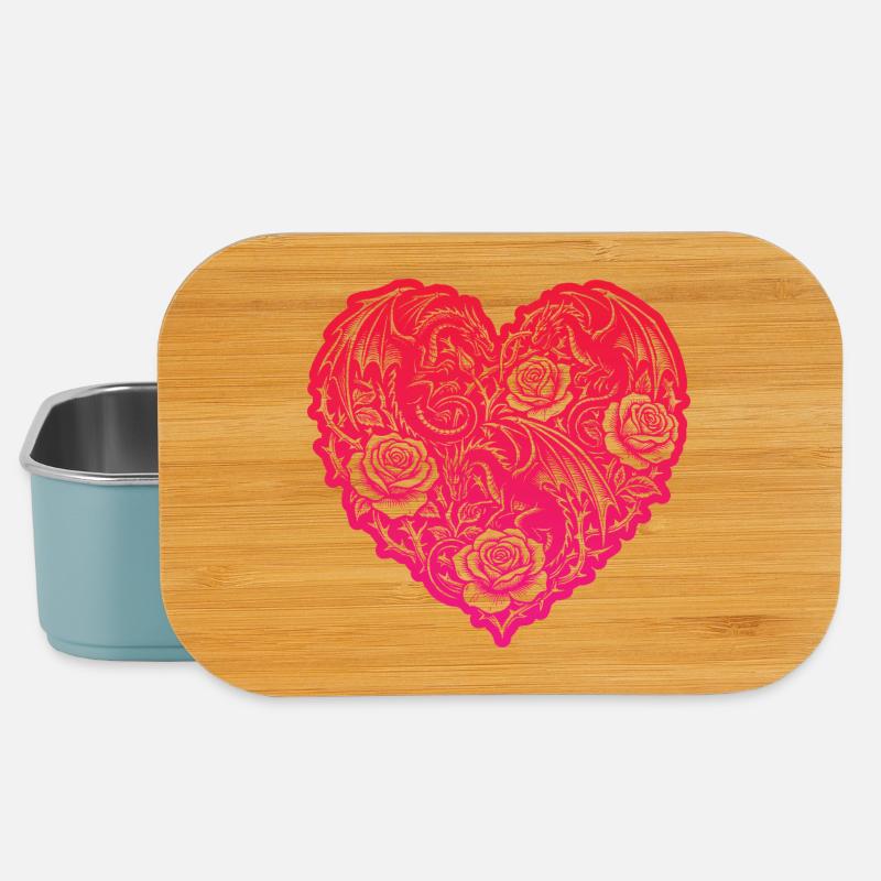 Herz Romantische Drachenrosen Liebe - Lunch Box - Hellblau