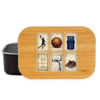 Vintage Basketball Stamps Collection - Lunch Box - black - Front