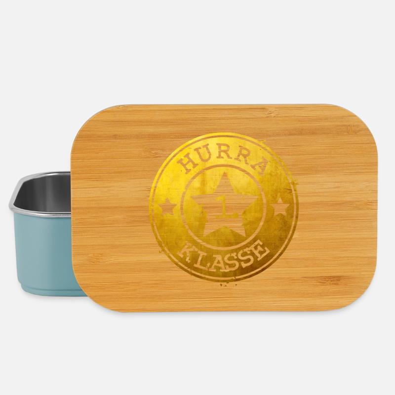 Hurra 1. Klasse - goldenes Emblem mit Stern  - Lunch Box - Hellblau