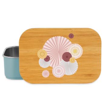 Pastel Rosettes – Decorative Paper Fans - Lunch Box - light blue - Front