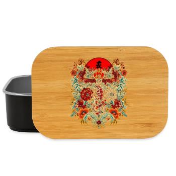 Dragon and flowers around solar - Lunch Box - black - Front